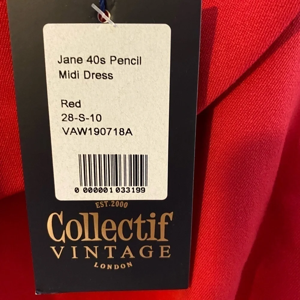 NWT Collectif Vintage Jane 40s Pencill Midi Dress - Picture 7 of 8